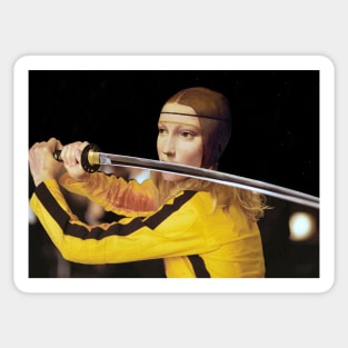 Leonardo Da Vinci's Lady with an Ermine & Beatrix Kiddo (Black Mamba) from Kill Bill Sticker